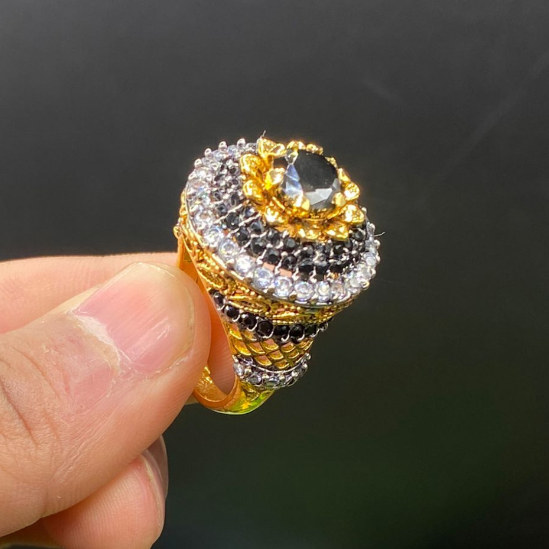 Adjustable Ring - Goldplated Zarkon- Handmade