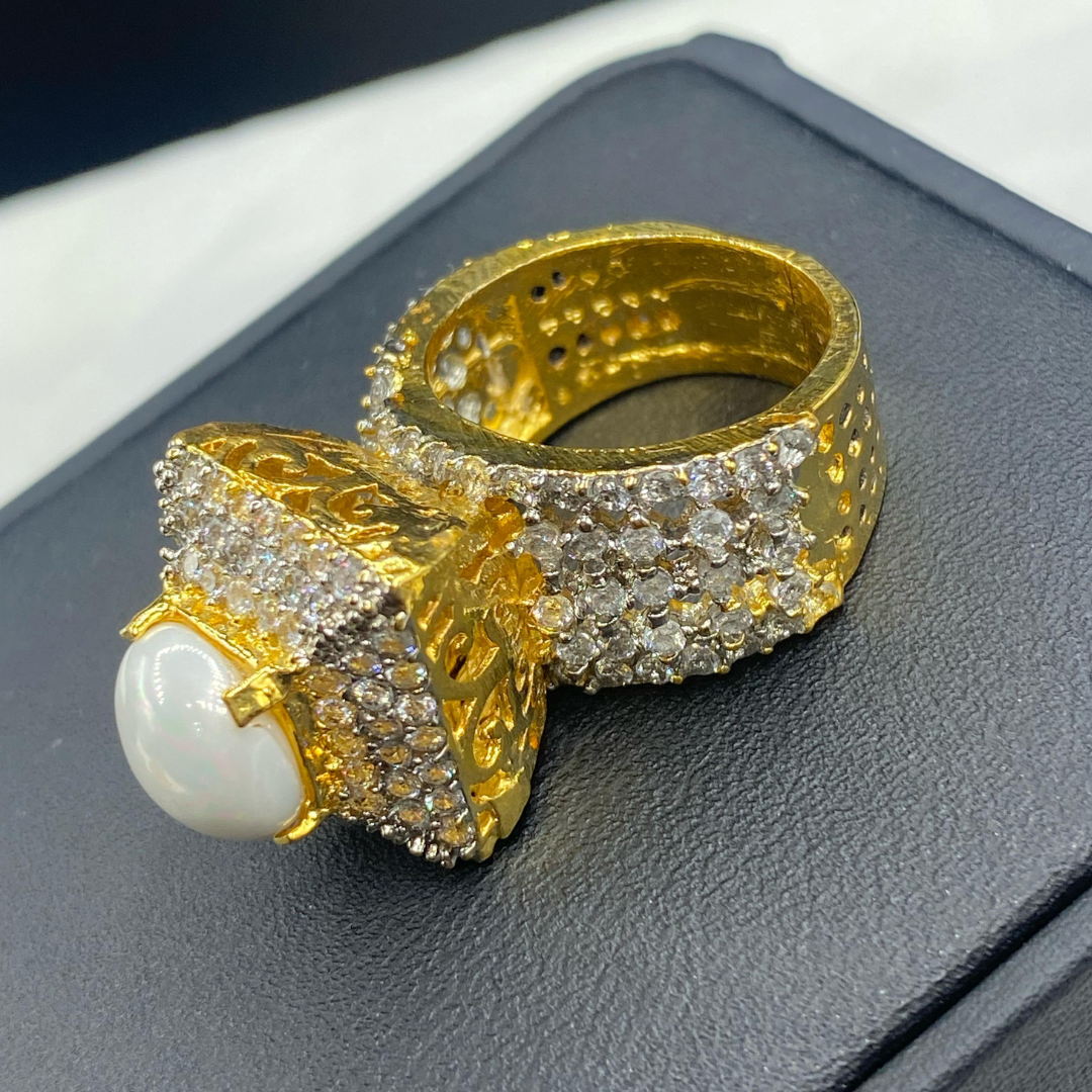 Adjustable Ring - Goldplated Zarkon - Handmade